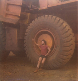 Maurice and truck wheel